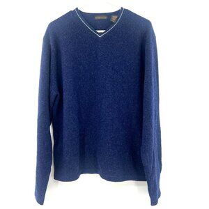 NWT Metropolitan by Lord and Taylor 100% Wool Navy V-Neck Sweater Men's XL